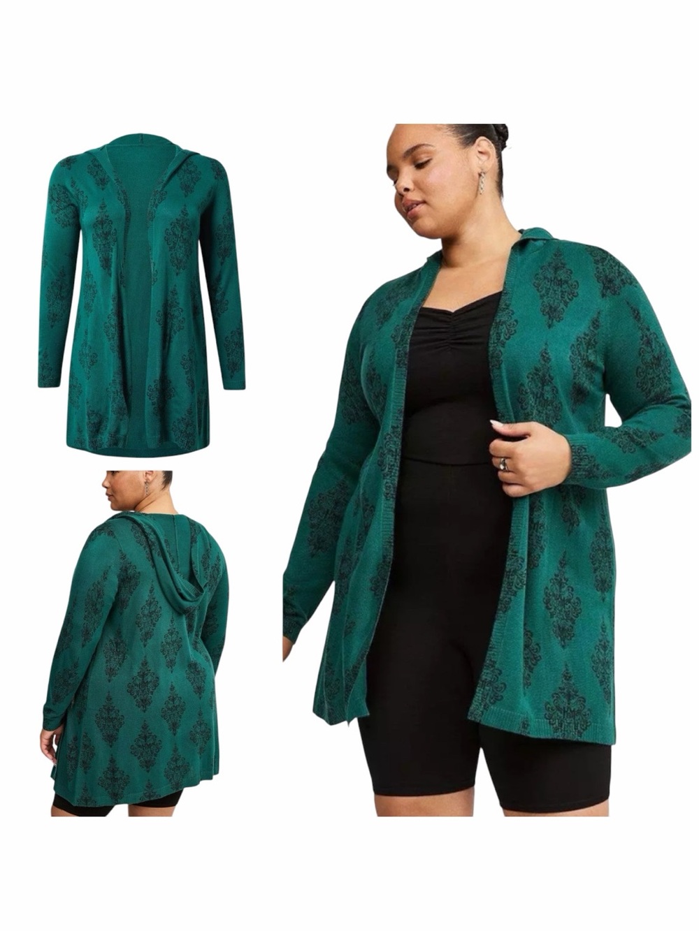 TORRID x Disney Green Haunted Mansion Hooded Open-Front Cardigan. Size 1X.